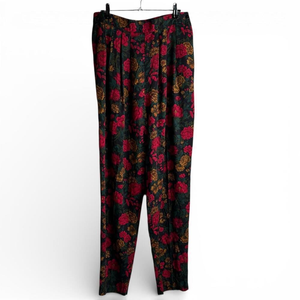 Vintage Floral Rayon Pleated Fairy Grunge Trousers